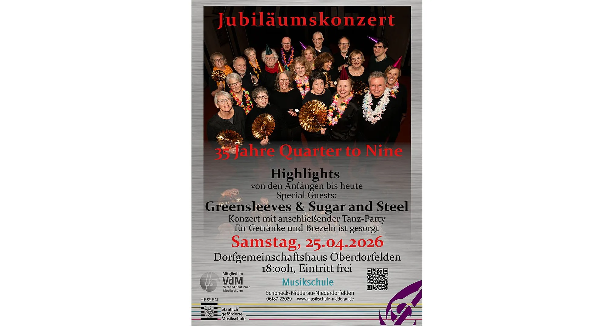 35 Jahre „Quarter To Nine“: Jubiläumskonzert mit Gästen und Tanzparty