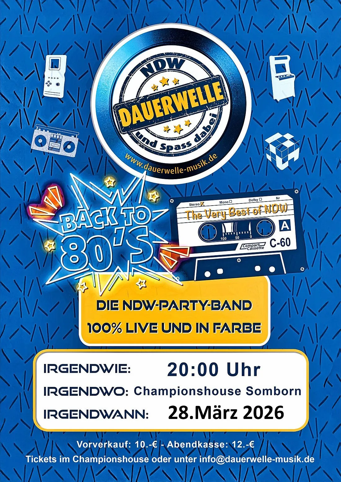 "Dauerwelle": NDW-Coverband im „Championshouse“ Somborn