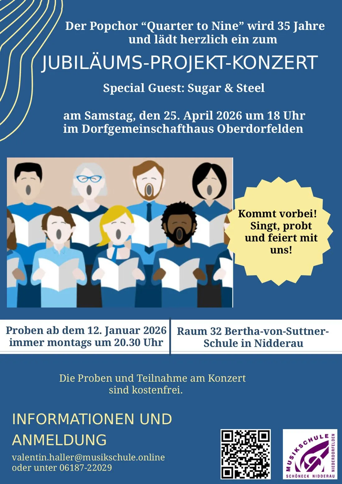 35 Jahre Musikschul-Chor „Quarter To Nine“: Jubiläumsprojekt zum Mitsingen